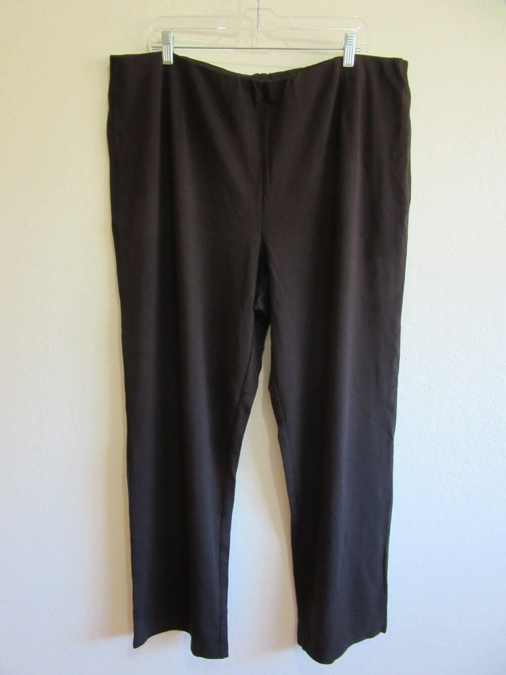EILEEN FISHER Brown 3X Pull On Stretchy Straight Leg Viscose Blend Pants-JB3